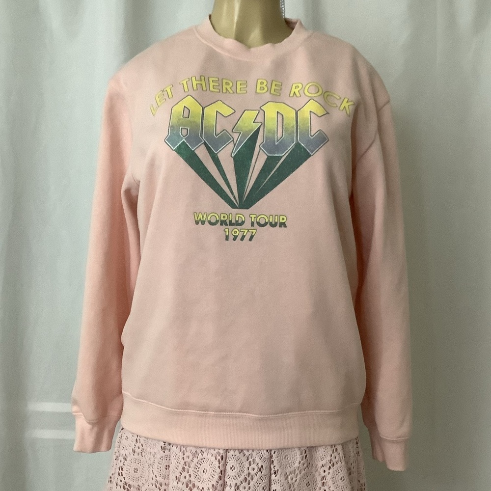 Small, Soft Pink ACDC Sweater. #VinylIcon